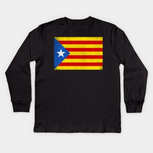 Catalonia / Països Catalans Estelada - Vintage Faded Look Design Kids Long Sleeve T-Shirt